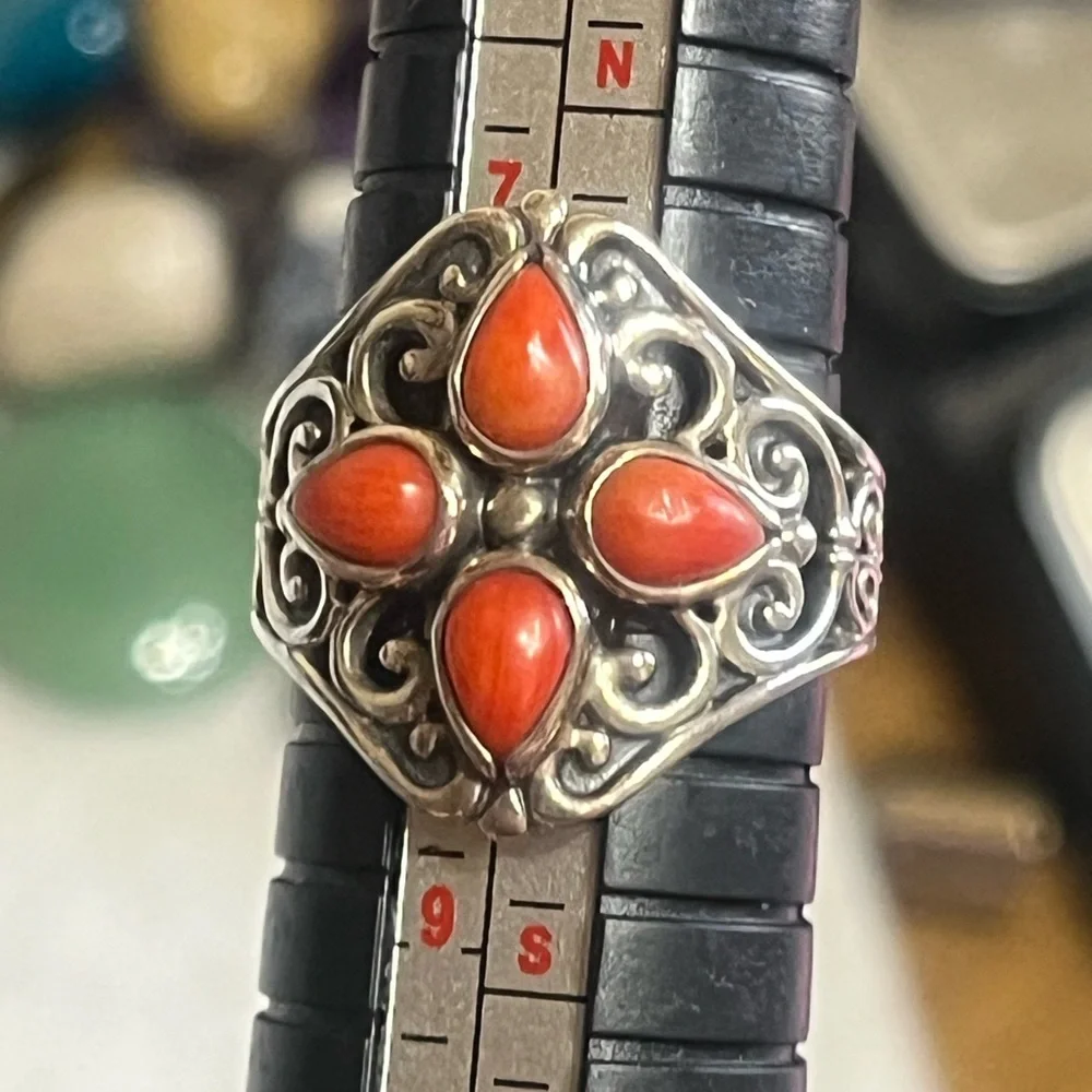 Carolyn Pollack Relios Coral Sterling Ring - Picture 11 of 14